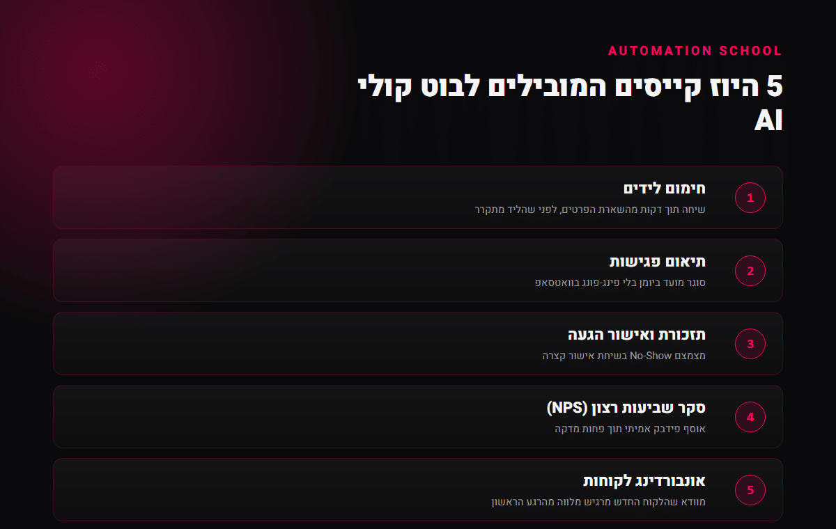 5 היוז קייסים לבוט קולי AI